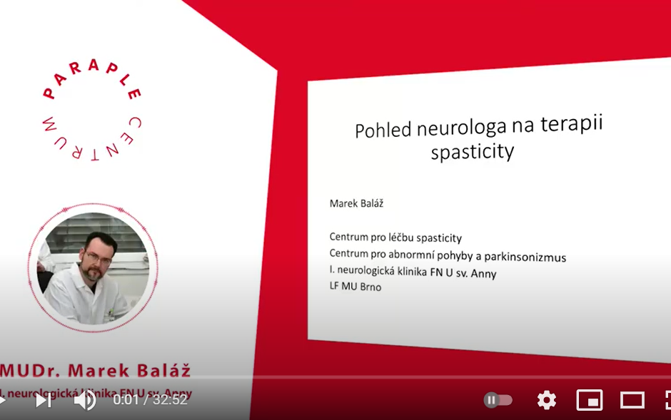 Pohled neurologa na terapii spasticity, MUDr. Marek Baláž - on-line přednáška